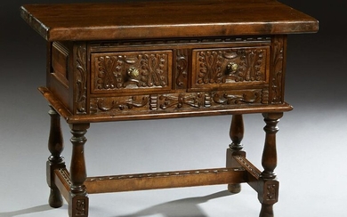 Spanish Style Carved Beech Lamp Table, 20th c., the