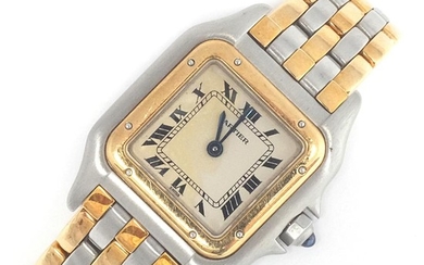 Stainless Steel and Gold 'Panthère' Wristwatch, Cartier