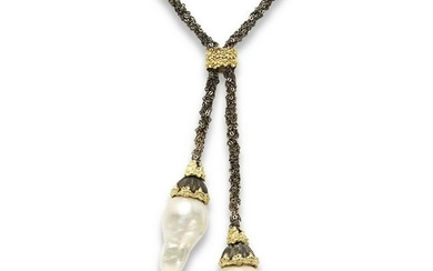 Stambolian Aged Silver & 18K Gold Necklace with Two