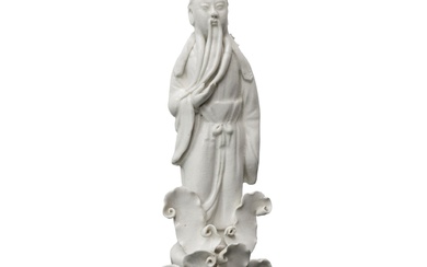 Statuina cinese di saggio in porcellana bianca