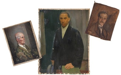 THREE PORTRAITS OF MEN 19th Century 43" x 34", 25" x 21" and 27" x 20". Unframed.
