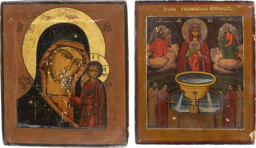 TWO ICONS SHOWING THE KAZANSKAYA MOTHER OF GOD AND 'THE