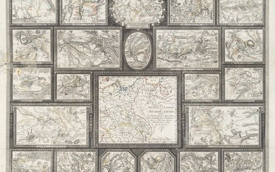 Tableau des guerres de Frédéric le Grand. Grenzkolorierte Kupferstichkarte. Aus: Tableau