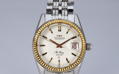 Techno's 'The King'. Retro men's watch in steel with silver dial, approx. The 1970s