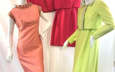 Three (3) 1960s Silk Evening Outfits Malcolm Starr and