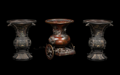 Three Japanese Bronze Vases