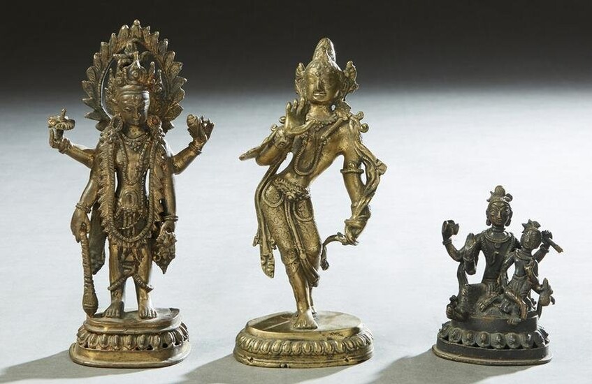 Three Oriental Bronze Shiva Figures, early 20th c.