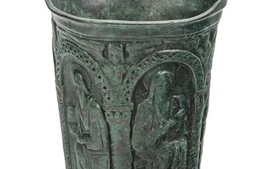 Tiffany Studios Antique Bronze Relief Cup Vase