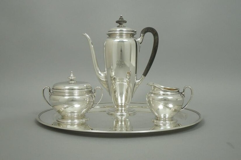 Tiffany & Co. Sterling Silver 3-Piece Tea Set and Tray.