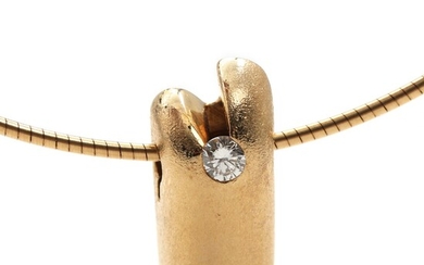 SOLD. Toftegaard: Diamond necklace, pendant set with brilliant-cut diamond, mounted in 14k gold. W/VVS. L....
