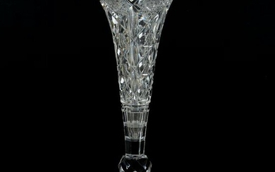 Trumpet Vase, American Brilliant Cut Glass, Signed
