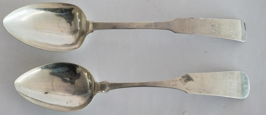 Two Antique Southern Coin Silver Spoons