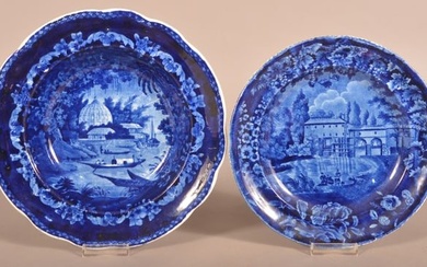 Two Staffordshire China Blue Transfer Plates.