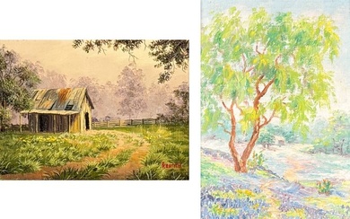 Two Texas Landscape Small Oil Paintings