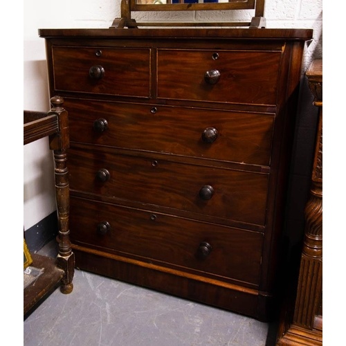 VICTORIAN MAHOGANY CHEST OF DRAWERS. 106CM WIDE