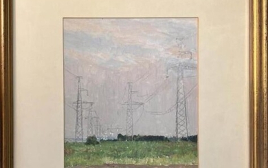 VV SOSNOVSKI (1922-1990), 'Vista with pylons outside Odessa', oil...