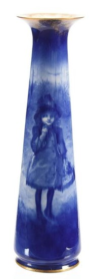 Vase, Marked Royal Doulton, Blue Children