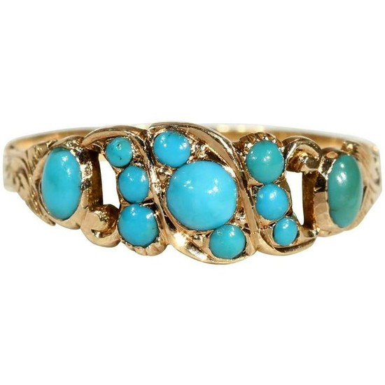 Victorian Turquoise Ring 15k Gold