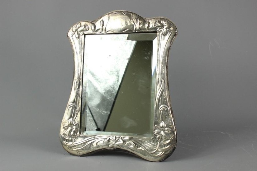 Victorian silver frame easel bevelled mirror, approx 30 x 25...