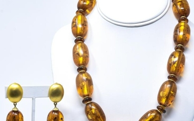 Vintage C 1990s Givenchy Faux Amber Jewelry Suite