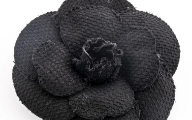 Vintage Chanel Black Camellia Flower Brooch