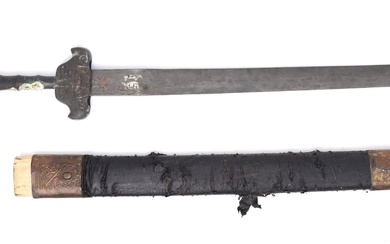 Vintage Chinese Bronze Sword w/ Scabbard