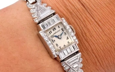 Vintage Hamilton Diamond Platinum Ladies Cocktail Watch
