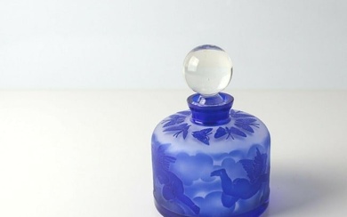 Vintage INGRID Czech Republic Cobalt Blue art glass Perfume Bottle