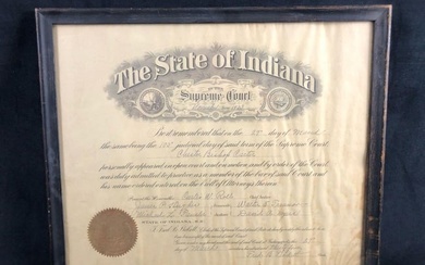 Vintage State Of Indiana Supreme Court 1933 Roll Of Attorneys Chief Justice Curtis W Roll