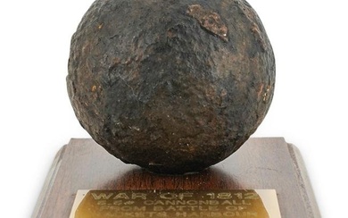 War of 1812 5 Lb. Cannonball On Base