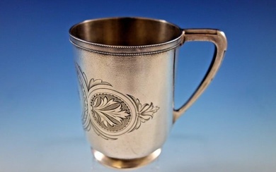 Whiting Sterling Silver Baby Child's Cup Mug Brite-Cut Footed C Dated 1866