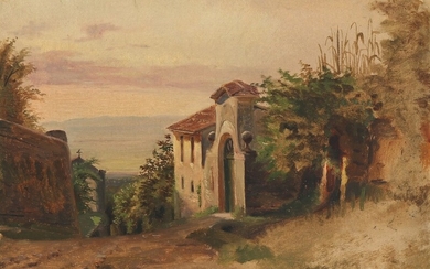 Wilhelm Marstrand: Italian landscape. Unsigned. Oil on paper laid on canvas. 21.5×30 cm.
