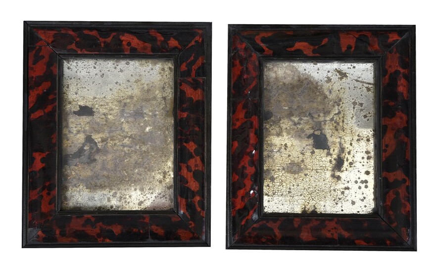 Y A PAIR OF SIMULATED TORTOISESHELL FRAMED MIRRORS, 20TH CENTURY