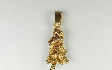 Yellow gold nugget mounted as a pendant (gold 750 thousandths) Weight 11.5 grs