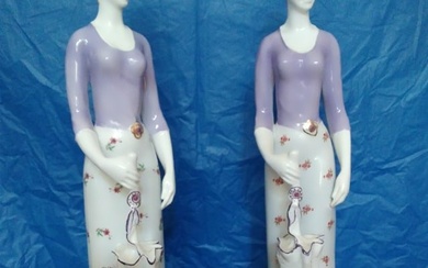 couple of ladies With Umbrella Porcelain Figurine By Hollohaza
