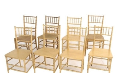 Matched Set of Eight Giltwood Simulated Bamboo Side Chairs, 20th Century