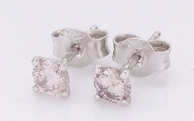 0.40ct Natural Fancy Pink - 14 kt. White gold - Earrings - Diamonds, ***No Reserve Price***