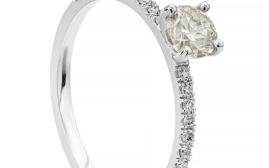 0.71 tcw SI1 Diamond Ring - 14 kt. White gold - Ring - 0.53 ct Diamond - 0.18 ct Diamonds