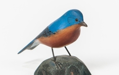 Miniature Carved and Painted Bluebird Figure