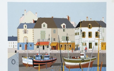 Pierre Montell, French Seaside Village, Serigraph