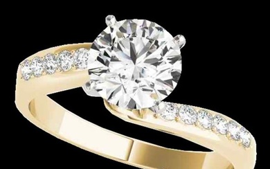 1.15 ctw Certified Diamond Bypass Solitaire Ring 10k Yellow Gold