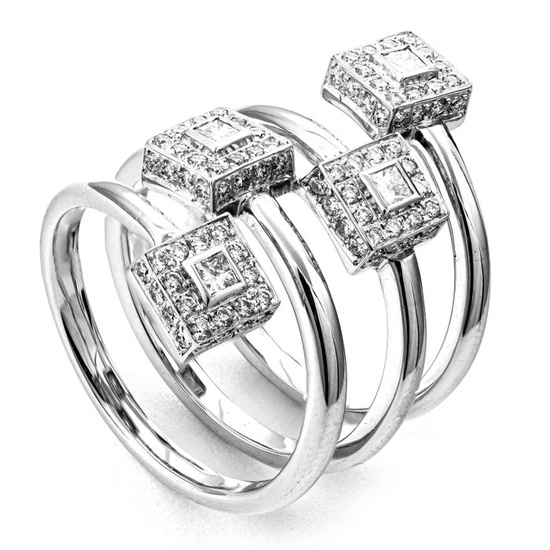 1.17 tcw VS2 - SI1 Diamond Ring - 18 kt. White gold - Ring - 0.26 ct Diamond - 0.91 ct Diamonds