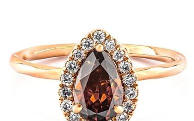 1.19 Tcw Orange Diamond Ring Pink gold - Ring - 1.01 ct Diamond - 0.18 ct Diamonds - No Reserve Price