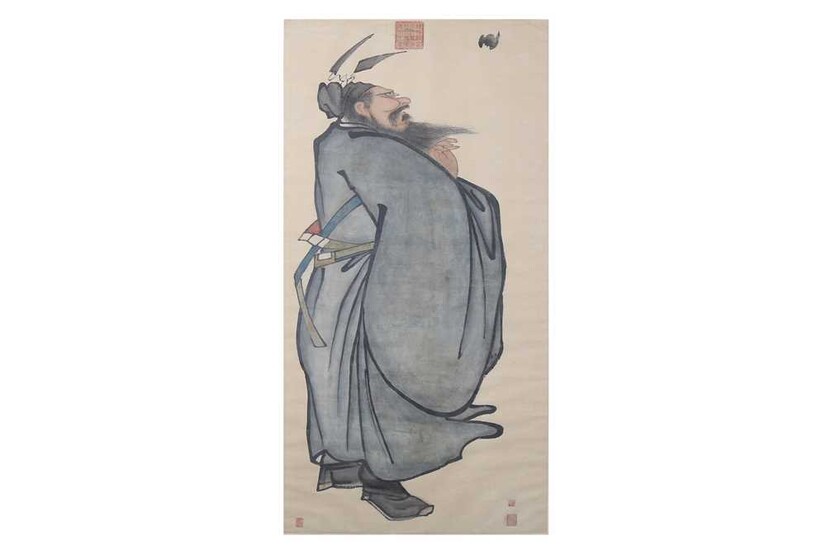 Zhong Kui. ink and colour on paper, hanging scroll...