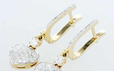14 kt. Yellow gold - Earrings - 0.97 ct Diamond - Diamonds