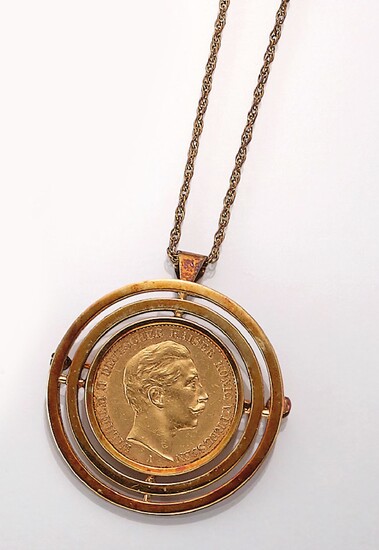 14 kt gold coin pendant/brooch , YG 585/...