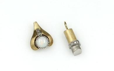 14 kt gold lot with opal and diamonds