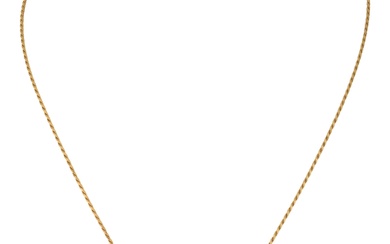 14K YELLOW GOLD AND DIAMOND PENDANT NECKLACE