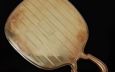14K Yellow Gold Dressing Set Hand Mirror, early 20th c., H.- 8 1/8 in., W.- 5 1/8 in., D.- 1/4 in.