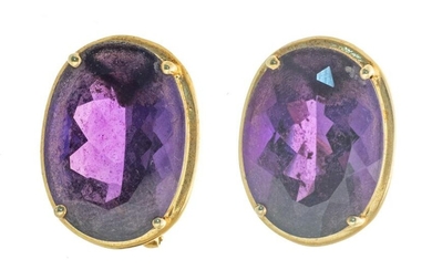 14KT Yellow Gold and Amethyst Earrrings Pair